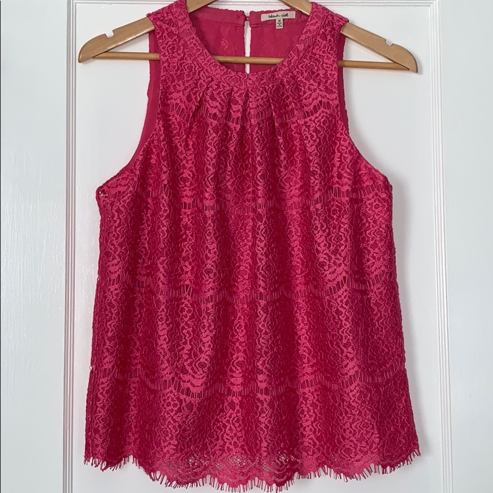 Bleuh Ciel Pink Lace Tank Top M Shirt EUC